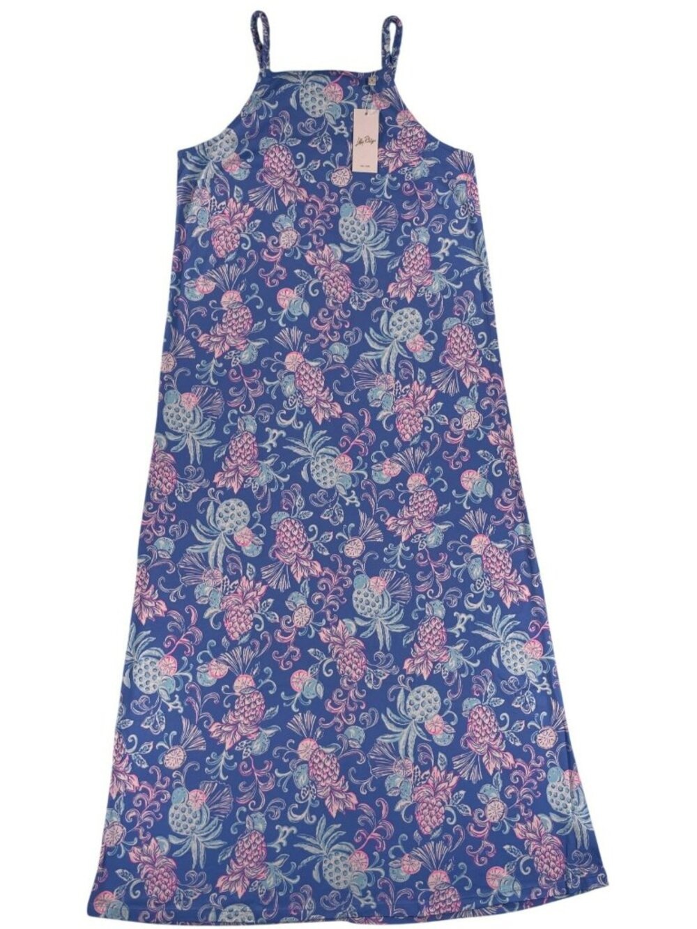 Lilly Pulitzer Kyliegh Maxi Dress Blue Citrus Crush Print 100% Cotton Size M NEW